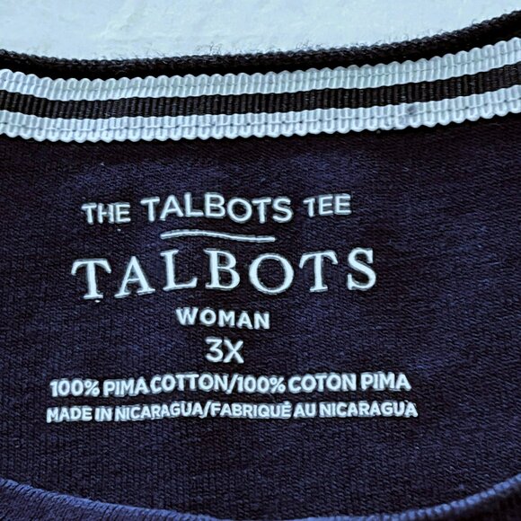The Talbots Tee Woman 3X 100% Pima Cotton Stretch Navy Minimalist Capsule - Picture 3 of 7